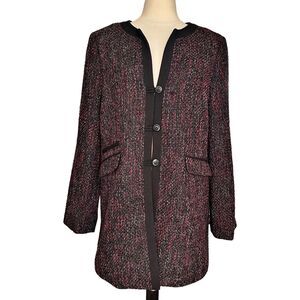 Pendleton Coat Jacket NEW Sz 18 Black w Gray Red Multi Tweed Longline Lined Wool